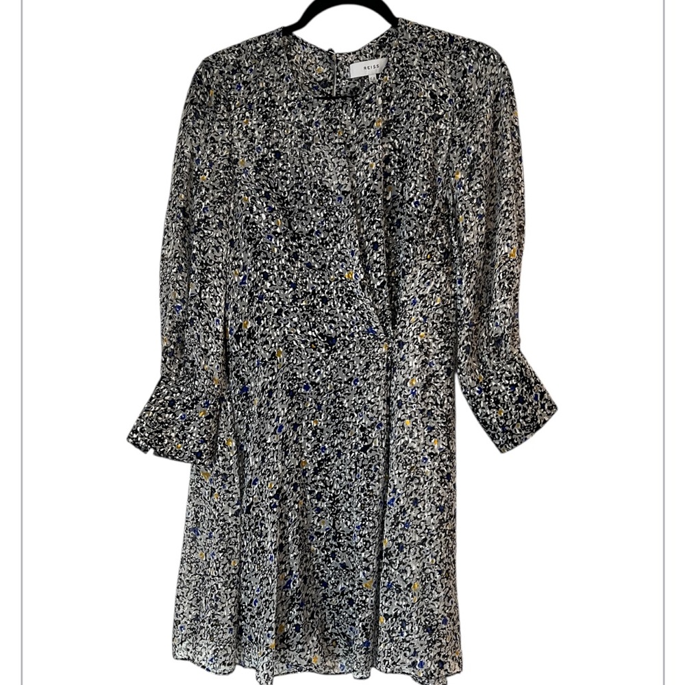 Reiss Women's Size 4 Charlotte Brunout Ditsy‎  Long Sleeve Silk Blend Midi Dress